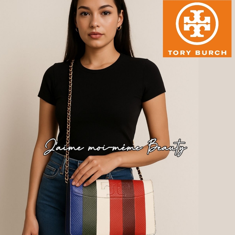 Tory Burch Exotic Leather Genuine Snake & Lambskin Bag (Red, Blue, Green, Cream)